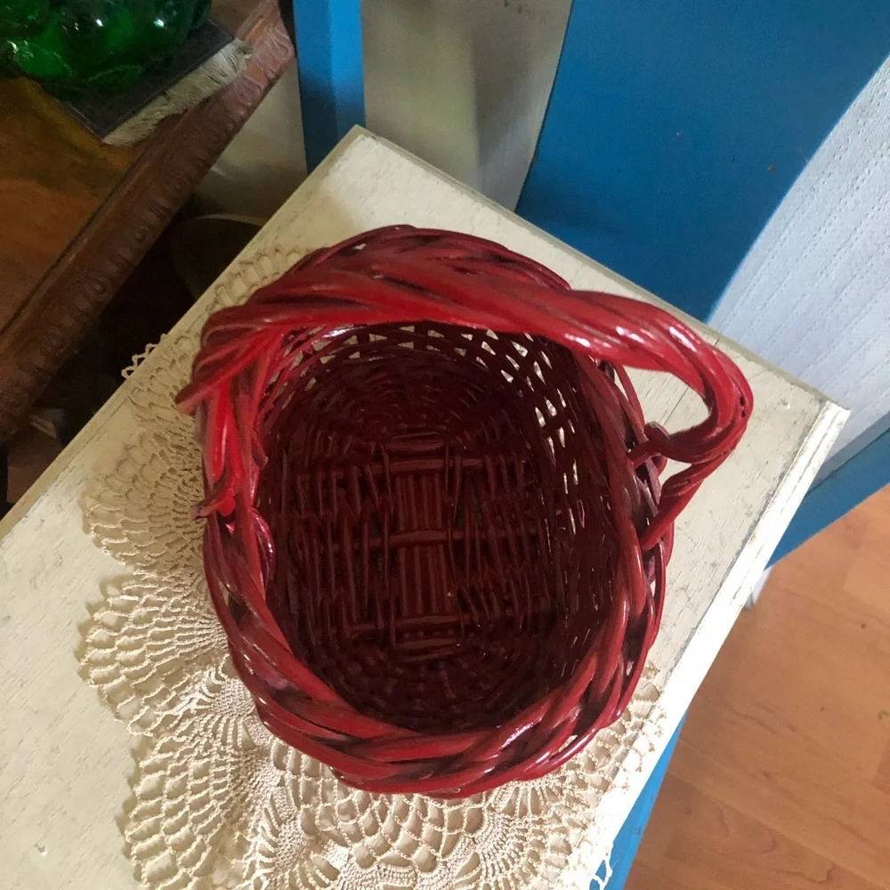 Vintage Red Lacquer Basket